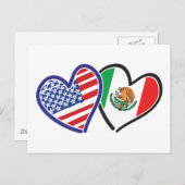 USA Mexiko Herzflags Postkarte (Vorne/Hinten)