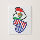 USA Mexiko Herzflags Puzzle (Vertikal)