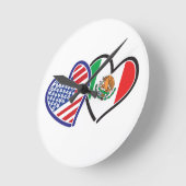 USA Mexiko Herzflags Runde Wanduhr (Winkel)