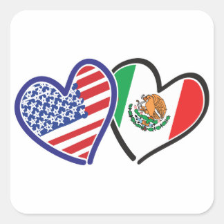 USA - Mexiko-Liebe-2 Quadratischer Aufkleber