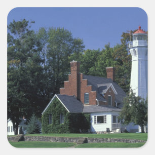 USA, Michigan, Lake Huron. Port Sanilac Quadratischer Aufkleber