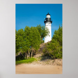 USA, Michigan. Leuchtturm Au Sable am See Poster