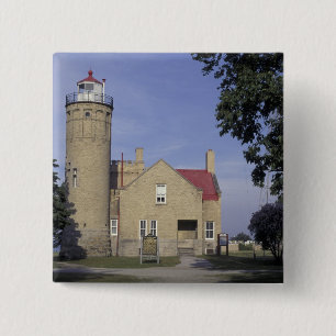 USA, Michigan Old Mackinac Point Leuchtturm Button