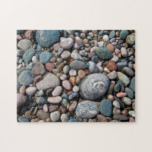 USA, Michigan. Polierte Kiesel am Ufer Puzzle