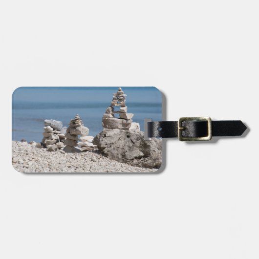 USA, Michigan. Steinfürme am Strand Gepäckanhänger (Vorderseite horizontal)
