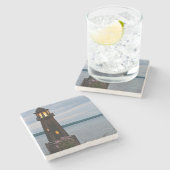 USA, Michigan. Yard Decoration Leuchtturm Steinuntersetzer (Seitenansicht)