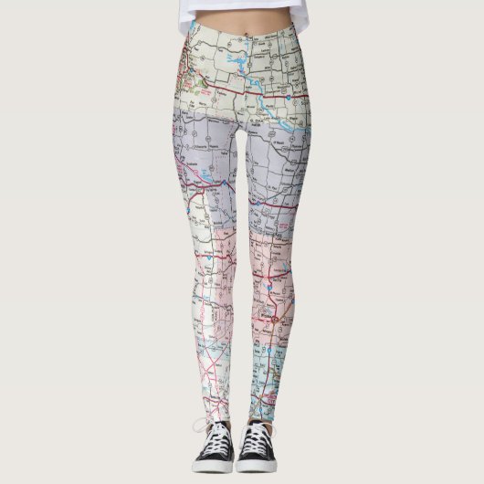 USA Midwest Map Leggings (Vorderseite)