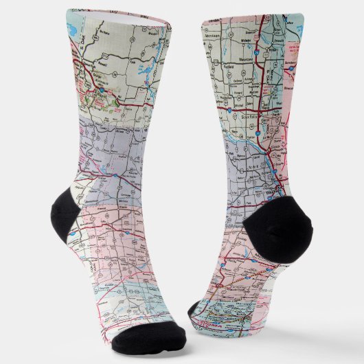 USA Midwest Road Map Socken (Gewinkelt)