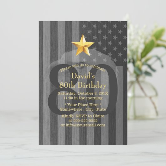 USA Military Veteran Bald Eagle Birthday Party Einladung (Stehend Vorderseite)