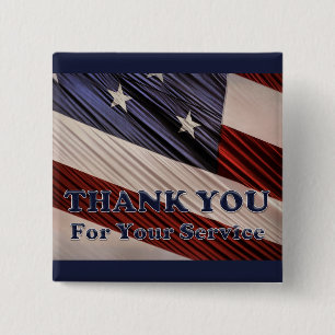 USA Military Veterans Patriotic Flag Vielen Dank Button