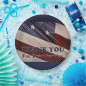 USA Military Veterans Patriotic Flag Vielen Dank Pappteller (Party)