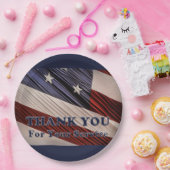 USA Military Veterans Patriotic Flag Vielen Dank Pappteller (Party)