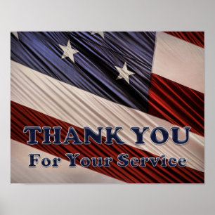 USA Military Veterans Patriotic Flag Vielen Dank Poster