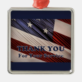 USA Military Veterans Patriotic Flag Vielen Dank Silbernes Ornament