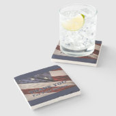 USA Military Veterans Patriotic Flag Vielen Dank Steinuntersetzer (Seitenansicht)