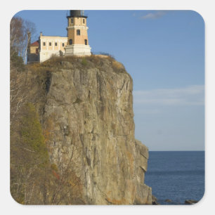 USA, Minnesota. Split Rock Leuchtturm am See Quadratischer Aufkleber