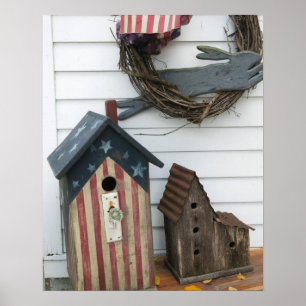 USA, Missouri, Herman, Patriotic Birdhouses, Poster