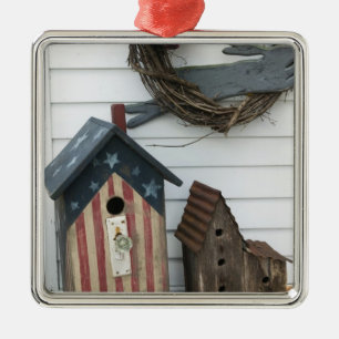 USA, Missouri, Herman: Patriotische Vogelnisthäuse Silbernes Ornament