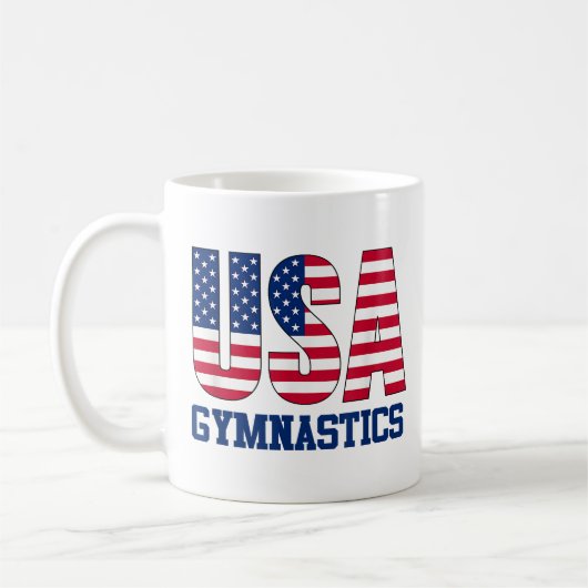 USA mit amerikanischer Flagge Gymnastik Sports Kaffeetasse (Links)