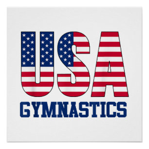 USA mit amerikanischer Flagge Gymnastik Sports Poster