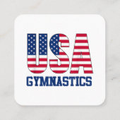 USA mit amerikanischer Flagge Gymnastik Sports Quadratische Visitenkarte (Rückseite)