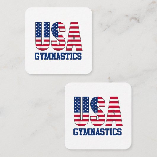 USA mit amerikanischer Flagge Gymnastik Sports Quadratische Visitenkarte (Vorne/Hinten)