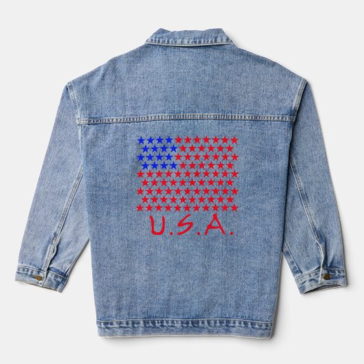 USA mit Blue and Red Stars Patriotic Jeansjacke (Rückseite)