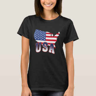 USA mit Flag Map USA Patriotic American 4th Jul T-Shirt