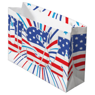 USA mit roten weißen und blauen Feuerwerken Große Geschenktüte