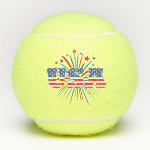 USA mit roten weißen und blauen Feuerwerken Tennisbälle