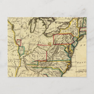 USA mit umrissenen Grenzen Postkarte