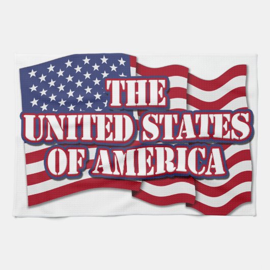 USA mit US-Flagge Geschirrtuch (Horizontal)