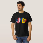 USA Moldau Flaggenstaat Heart Moldauisch Amerikani T-Shirt (Vorne ganz)
