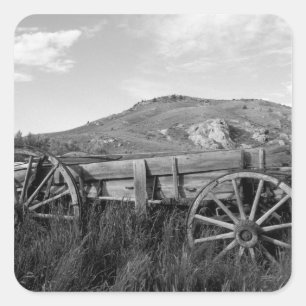 USA, Montana, Bannack State Park Alte Planwagen Quadratischer Aufkleber
