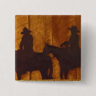 USA, Montana, Boulder River Cowboys auf Pferden Button