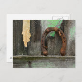 USA, Montana. Rusty Hufeisen auf alten Zaun Postkarte (Vorne/Hinten)