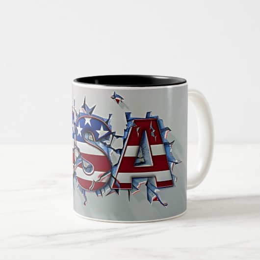 USA Mug, 4th of July Mug, Independence Day Zweifarbige Tasse (VorderseiteRechts)