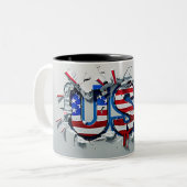 USA Mug, 4th of July Mug, Independence Day Zweifarbige Tasse (Vorderseite Links)