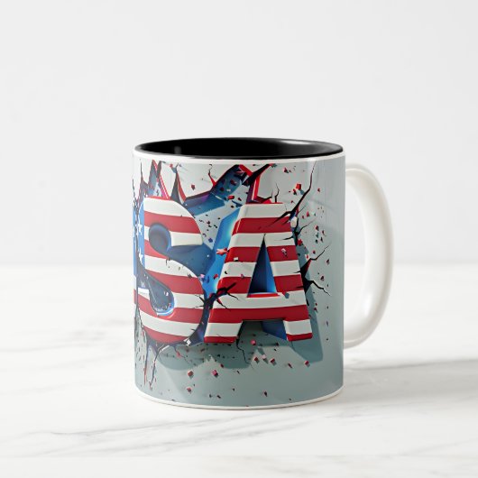 USA Mug, 4th of July Mug, Independence Day Zweifarbige Tasse (VorderseiteRechts)