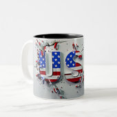 USA Mug, 4th of July Mug, Independence Day Zweifarbige Tasse (Vorderseite Links)