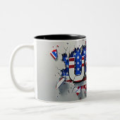 USA Mug, 4th of July Mug, Independence Day Zweifarbige Tasse (Links)