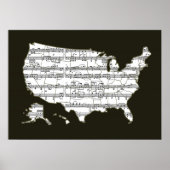 usa Musiknotens Map Poster (Vorne)