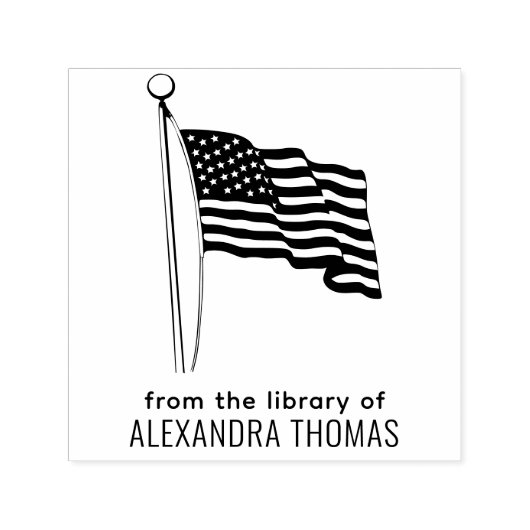 USA - Name des Buches "The American Flag Wave Libr Permastempel (Design)