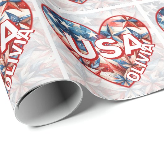 USA Name Geschenkpapier (Rolleneckpunkt)
