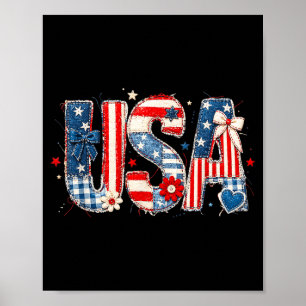 Usa Nationalstolz Karo-Stoff Kunst Design Poster