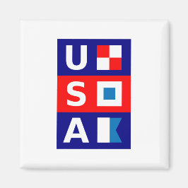 USA Nautic Red White Blue Maritime Sailing Flags Magnet