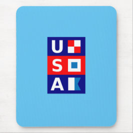 USA Nautic Red White Blue Maritime Sailing Flags Mousepad