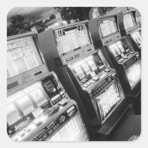 USA, Nevada, Las Vegas: Casino-Spielautomaten / Quadratischer Aufkleber
