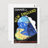 USA New England Vintage Travel Poster restauriert Postkarte (Vorne/Hinten)