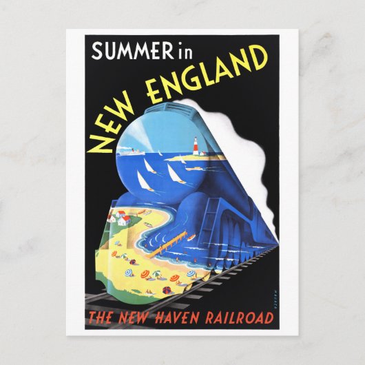USA New England Vintage Travel Poster restauriert Postkarte (Vorderseite)